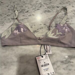 Zara Lilac and Green Floral Bra